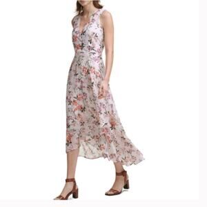Calvin Klein Sleeveless Chiffon V-Neck Maxi Dress